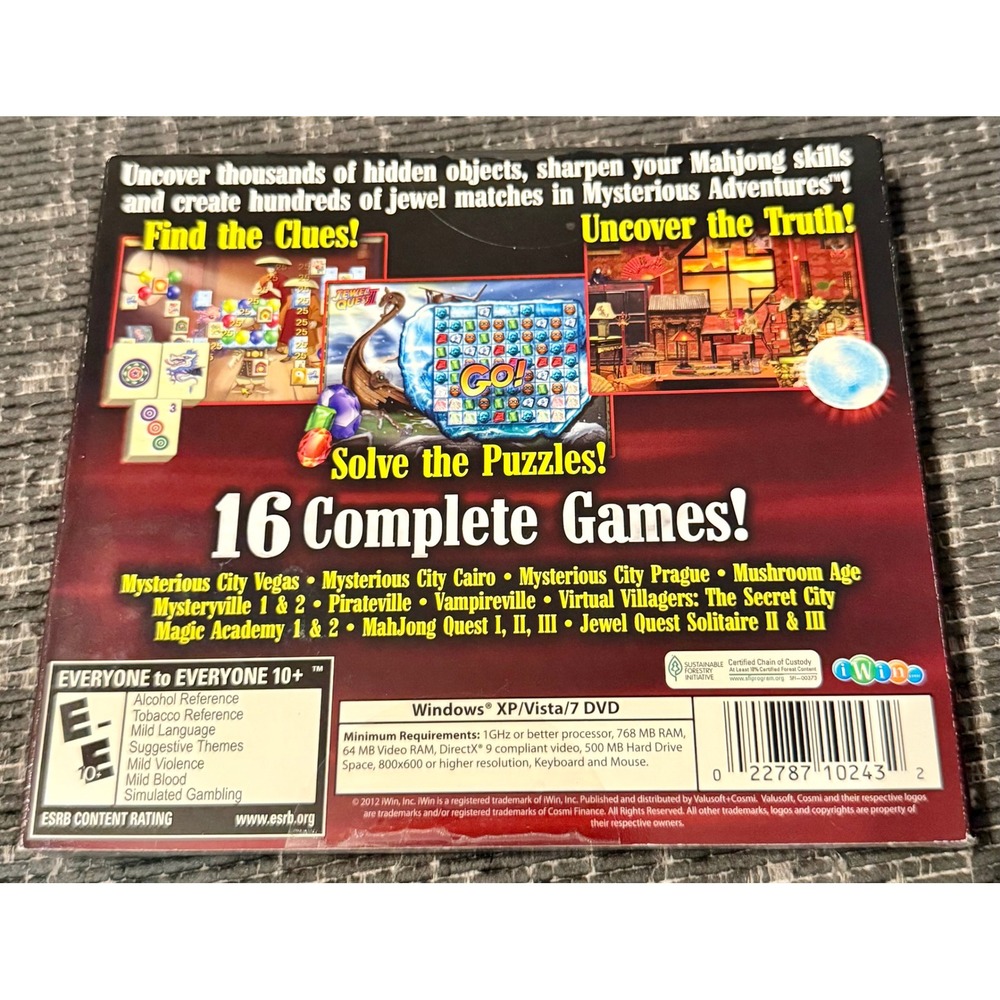 iWin Mysterious Adventures PC Game 16 Complete Games New Sealed Hidden Object - Picture 2 of 4